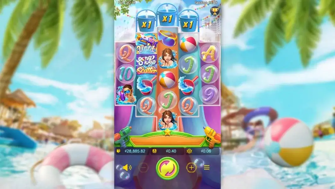 Ảnh giao diện chính game Songkran Splash (slot PG) chơi tại LC79